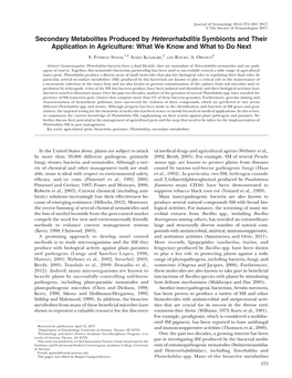 Secondary Metabolites Produced by Heterorhabditis Symbionts and Their Application in Agriculture: What We Know and What to Do Next