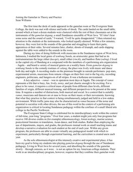 Joining the Gamelan in Theory and Practice Sean Williams the First Time the Deck of Cards Appeared in the Gamelan Room at the Ev