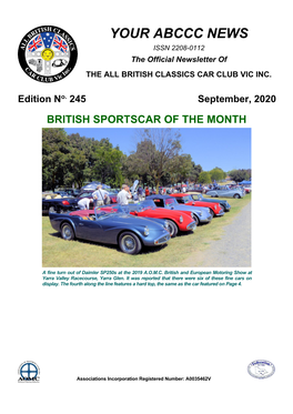 YOUR ABCCC NEWS ISSN 2208-0112 the Official Newsletter of the ALL BRITISH CLASSICS CAR CLUB VIC INC