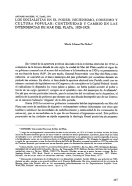 Continuidad Y Cambio En Las Intendencias De Mar Del Plata. 1920-1929