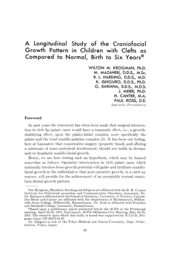 A Longitudinal Study of the Craniofacial Growth Pattern In