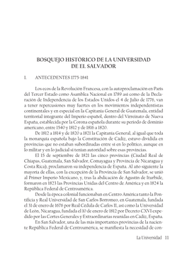 Bosquejo Histórico De La Universidad De El Salvador