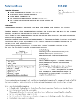 Assignment Books CSIS-2420