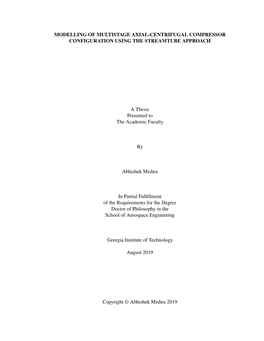 Modelling of Multistage Axial-Centrifugal Compressor Configuration Using the Streamtube Approach