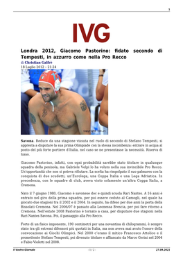 Il Vostro Giornale - 1 / 2 - 27.09.2021 2