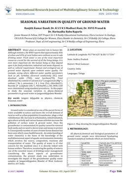 Seasonal Variation in Quality of Ground Water