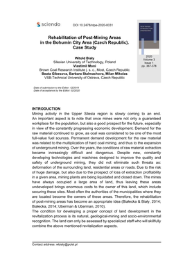 Rehabilitation of Post-Mining Areas in the Bohumin City Area (Czech Republic)