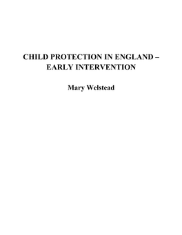 Child Protection in England – Early Intervention