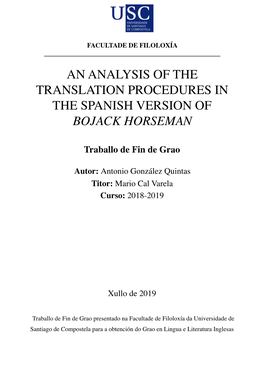 An Analysis of the Translation Procedures in the Spanish Version of Bojack Horseman