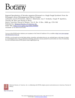 Regional Specialization of Sarcodes Sanguinea