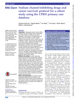 Sodium Channel-Inhibiting Drugs and Cancer Survival: Protocol for a Cohort Study Using the CPRD Primary Care Database