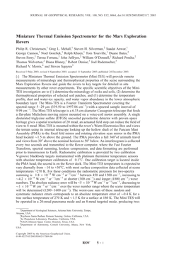 Miniature Thermal Emission Spectrometer for the Mars Exploration Rovers Philip R