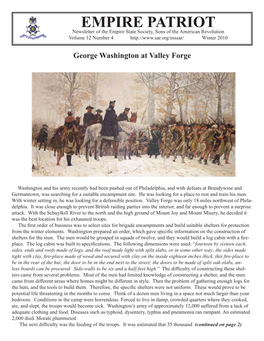 EMPIRE PATRIOT Newsletter of the Empire State Society, Sons of the American Revolution Volume 12 Number 4 Winter 2010