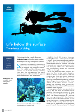 Life Below the Surface the Science of Diving Richard Carey