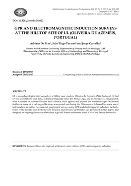 Gpr and Electromagnetic Induction Surveys at the Hilltop Site of Ul (Oliveira De Azeméis, Portugal)