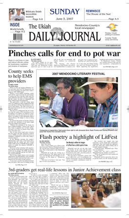 Pinches Calls for End to Pot War by KATIE MINTZ End to the War on Marijuana and Regulation and Taxation of Marijuana