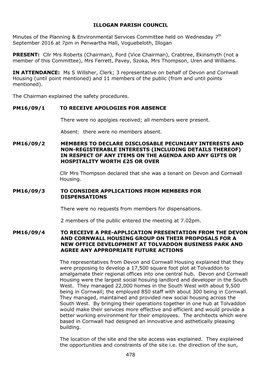 478 ILLOGAN PARISH COUNCIL Minutes of the Planning