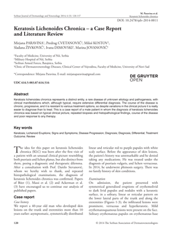 Keratosis Lichenoides Chronica – a Case Report and Literature Review