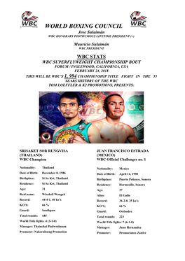 Wbc Title Fights Mexico - Thailand