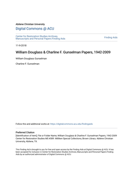 William Douglass & Charline F. Gunselman Papers, 1942-2009