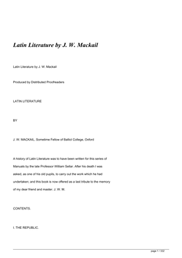Latin Literature by JW Mackail&lt;/H1&gt;