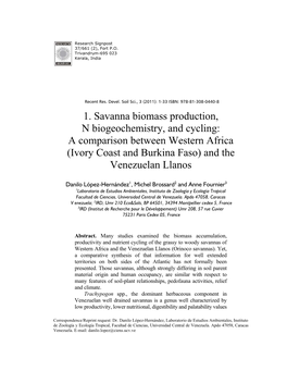 Savanna Biomass Production, N Biogeochemistry, and Cycling: a Comparison Between Western Africa (Ivory Coast and Burkina Faso) and the Venezuelan Llanos