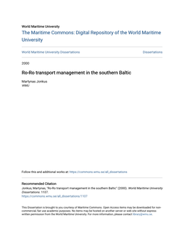Ro-Ro Transport Management in the Southern Baltic