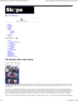 The Beatles, Rare and Unseen | Skope Entertainment Inc