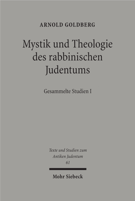 Mystik Und Theologie Des Rabbinischen Judentums