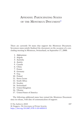 Appendix: Participating States of the Montreux Document1