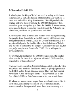 1 2 Chronicles 19:1-11 ESV 1 Jehoshaphat the King of Judah