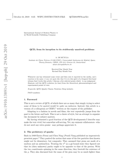 Arxiv:1910.13891V1 [Hep-Ph] 29 Oct 2019 My Having Witnessed a Good Fraction of the QCD Developments I Describe May Make the Text Vivid, but Somewhat Self-Serving