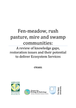 Fen-Meadow, Rush Pasture, Mire and Swamp Communities: a Review of Knowledge Gaps, Restoration Issues and Their Potential to Deliver Ecosystem Services