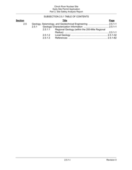 Section 2.5.1 Geologic Characterization Information