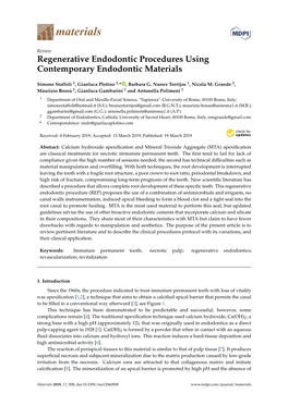 Regenerative Endodontic Procedures Using Contemporary Endodontic Materials