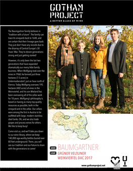 Baumgartner Family Believes in “Tradition with a Future”