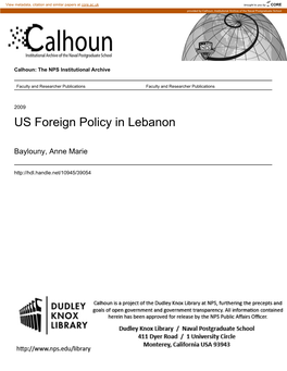 US Foreign Policy in Lebanon