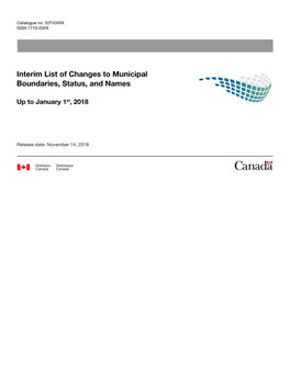 Interim List of Changes to Municipal Boundaries, Status, and Names