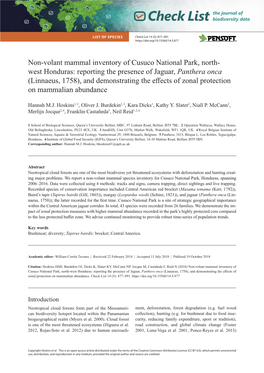 Non-Volant Mammal Inventory of Cusuco