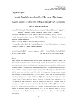 Original Paper Mantle Xenoliths from Ibal-Oku (Oku Massif