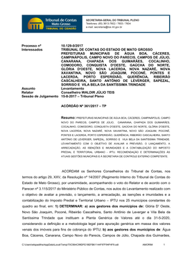 Processo Nº 10.129-0/2017 Interessados TRIBUNAL DE