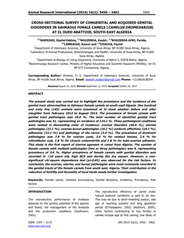 Camelus Dromedarius ) in Saudi Ovarian Surface and the Surrounding Tissues, Arabia