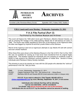 Petroleum History Society Archives Newsletter September 2011