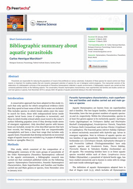 Bibliographic Summary About Aquatic Parasitoids