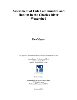 Assessment of Fish Communities and Habitat in the Charles River Watershed