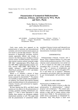 (3-Hexyne, 4-0Ctyne, and 5-Decyne) by WCI6 · Ph4sn and Moci5