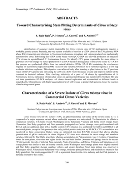 ABSTRACTS Toward Characterizing Stem Pitting Determinants of Citrus