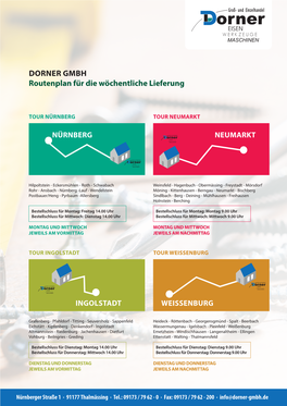 DORNER GMBH Routenplan Für Die Wöchentliche Lieferung