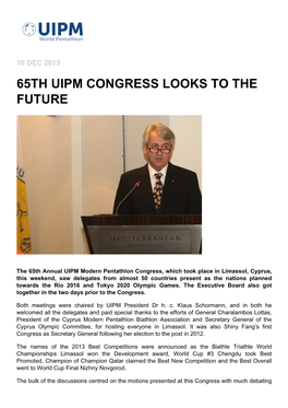 65Th Uipm Congress Looks to the Future