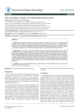 The Last Dinner: Fatality of 2-Chloroethanol Intoxication